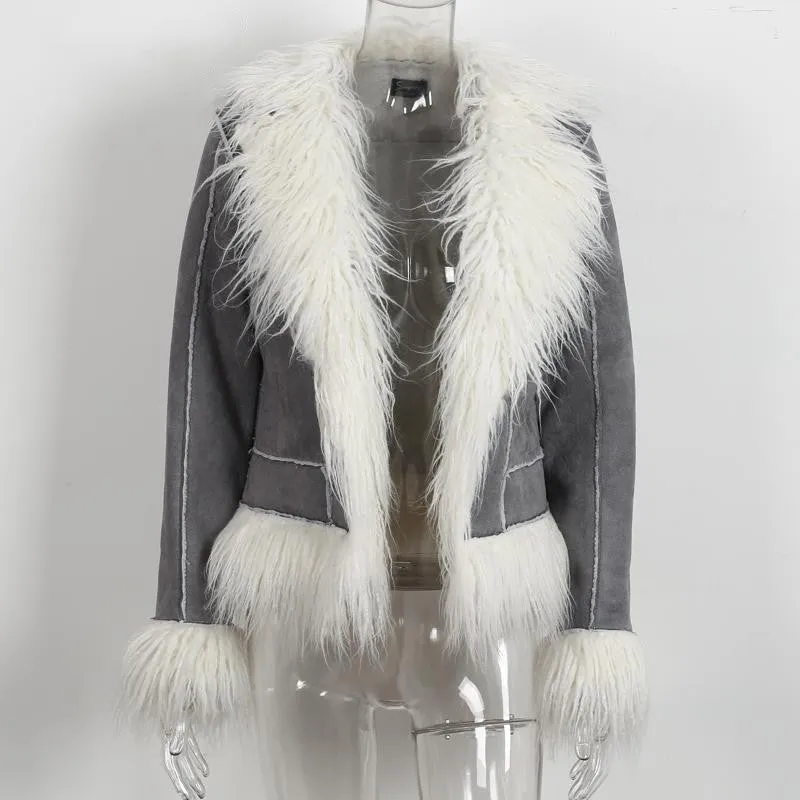 Fur Jacket With Turn-Down Collar