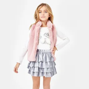 Girls Pink Faux Fur Vest