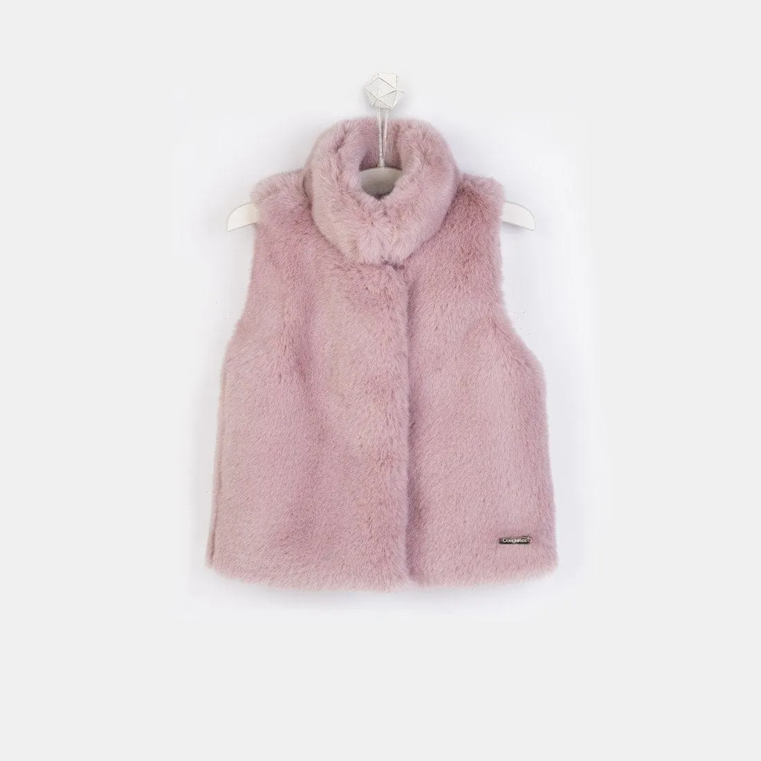Girls Pink Faux Fur Vest