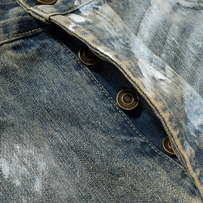 Graffiti paint wide leg jean