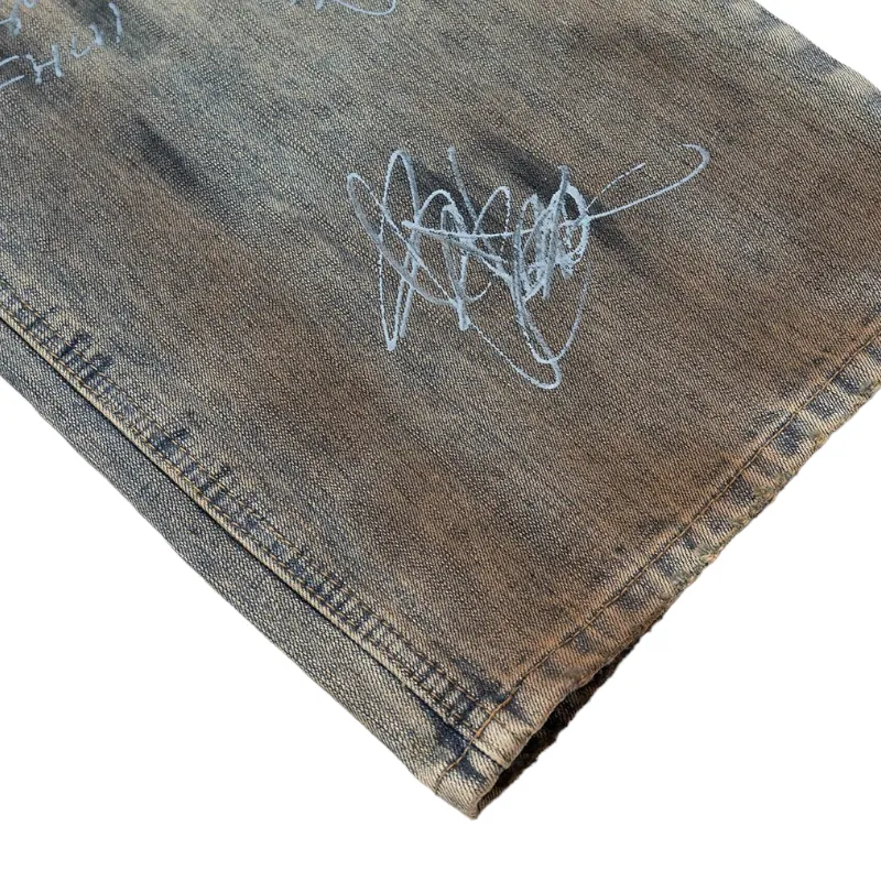 Graffiti paint wide leg jean