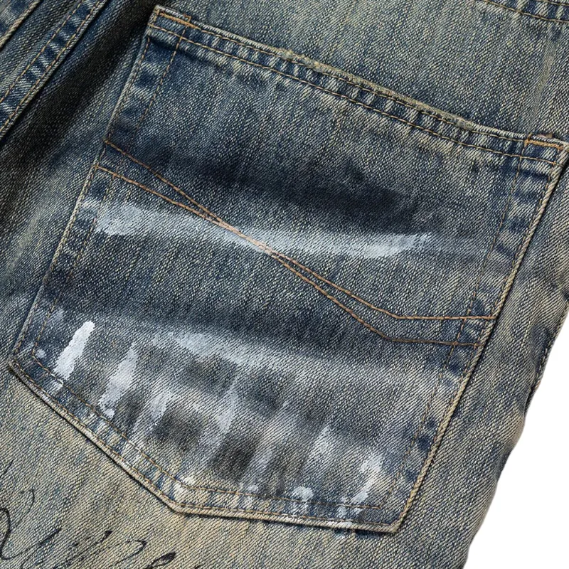 Graffiti paint wide leg jean
