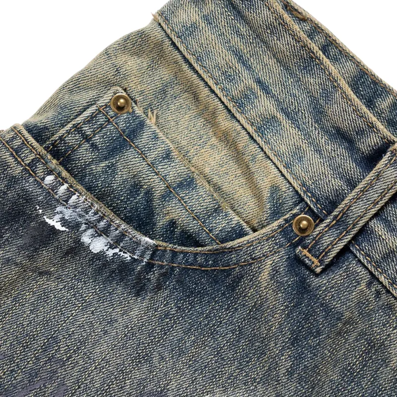 Graffiti paint wide leg jean