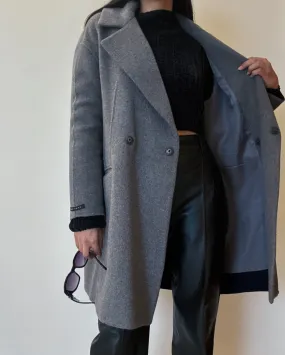 Grey Mid Length Coat (Cashmere Blend, Handmade)
