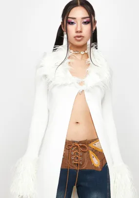 Halle Long Faux Fur Cardigan