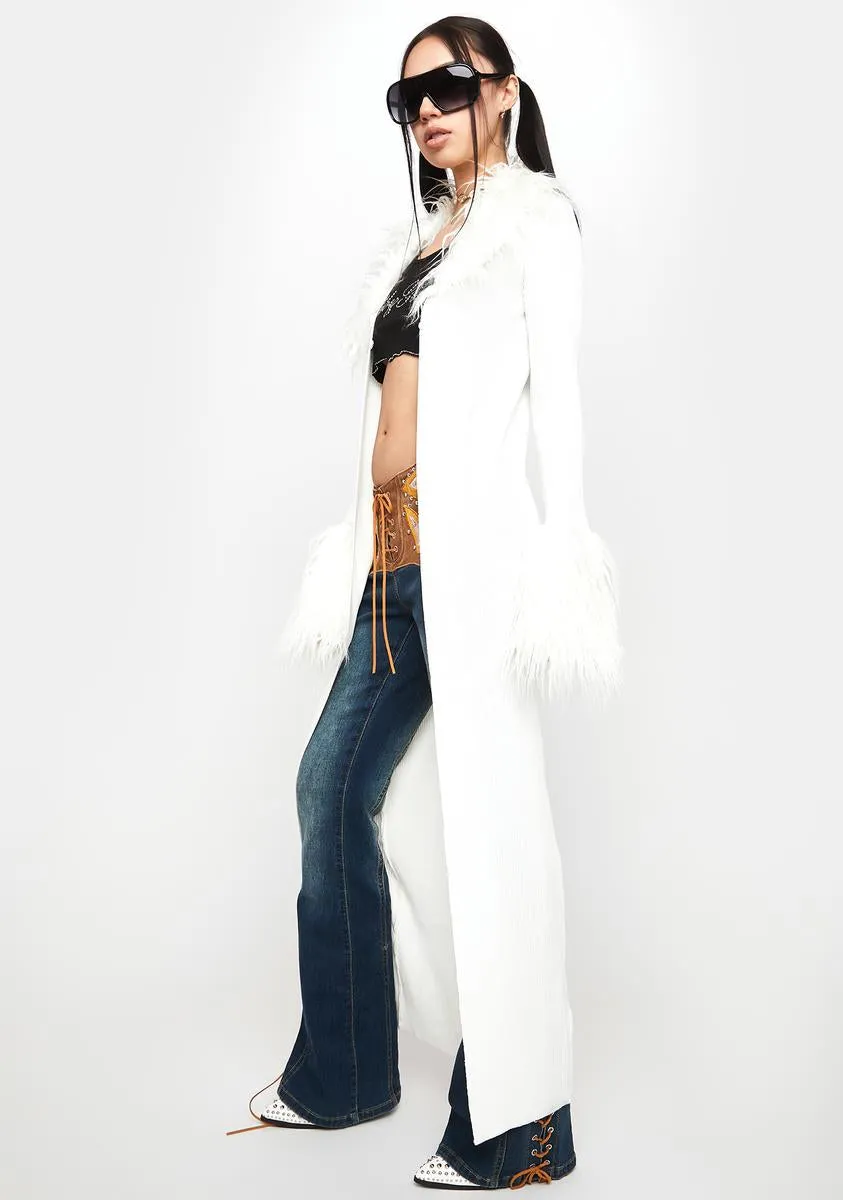Halle Long Faux Fur Cardigan