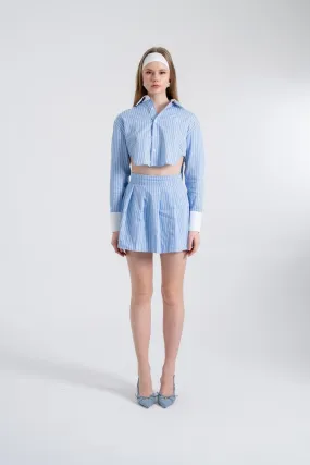 Harmony Striped Mini Skirt Blue