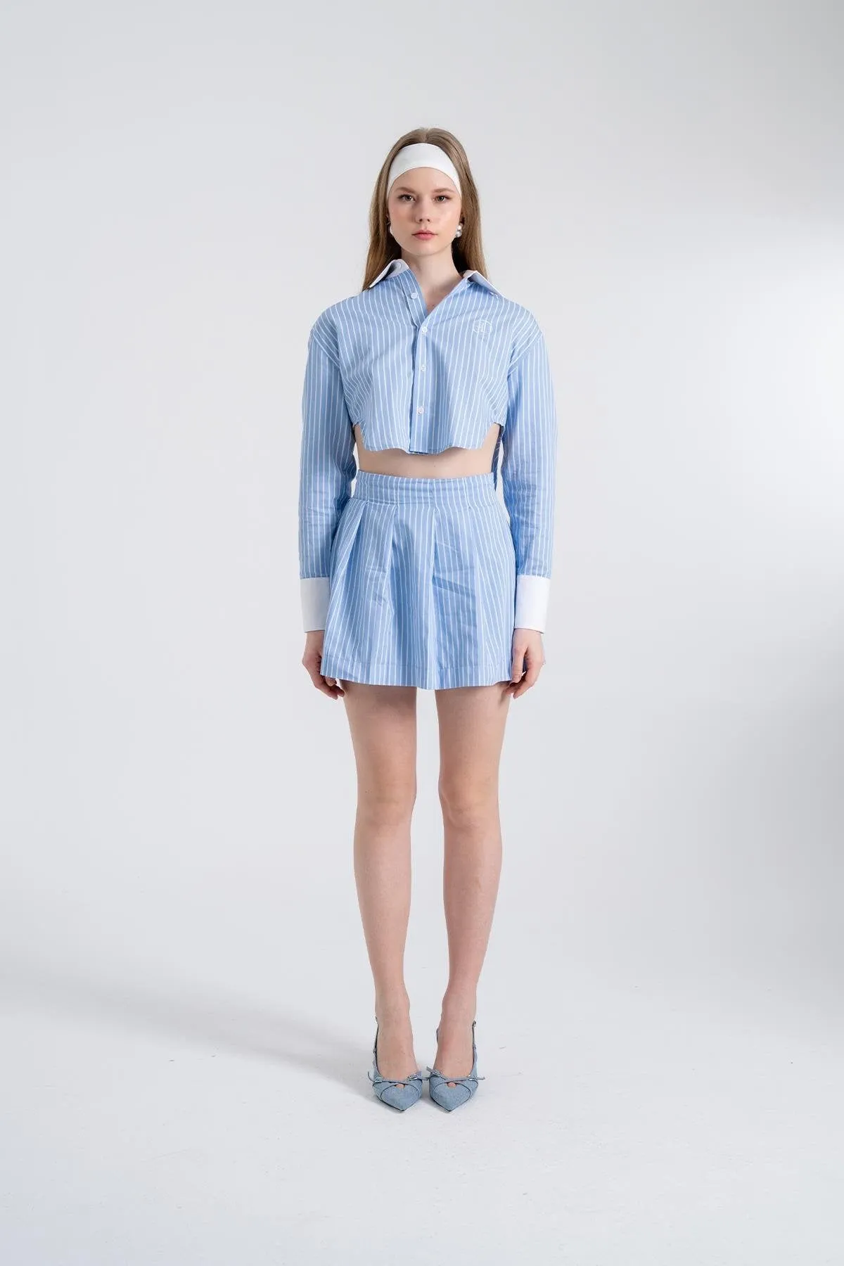 Harmony Striped Mini Skirt Blue