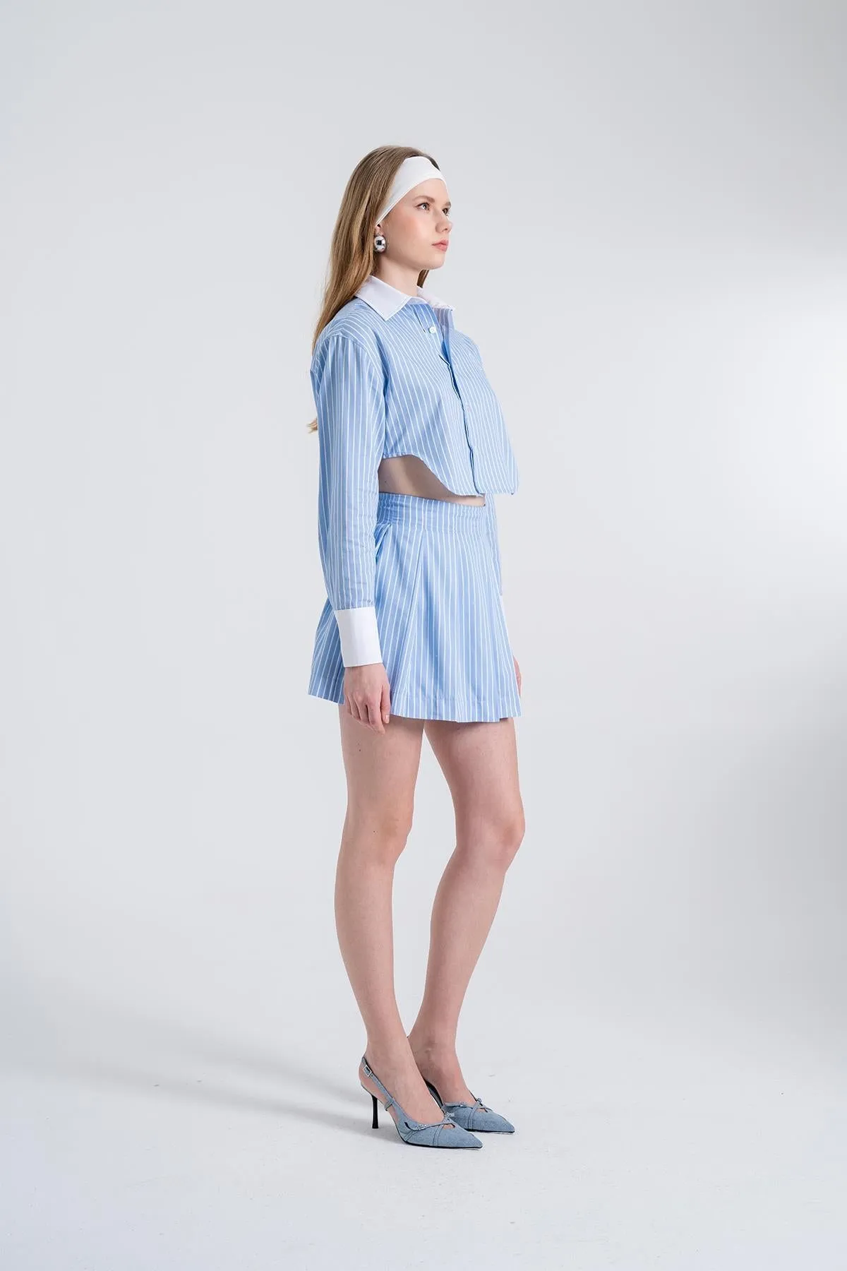 Harmony Striped Mini Skirt Blue