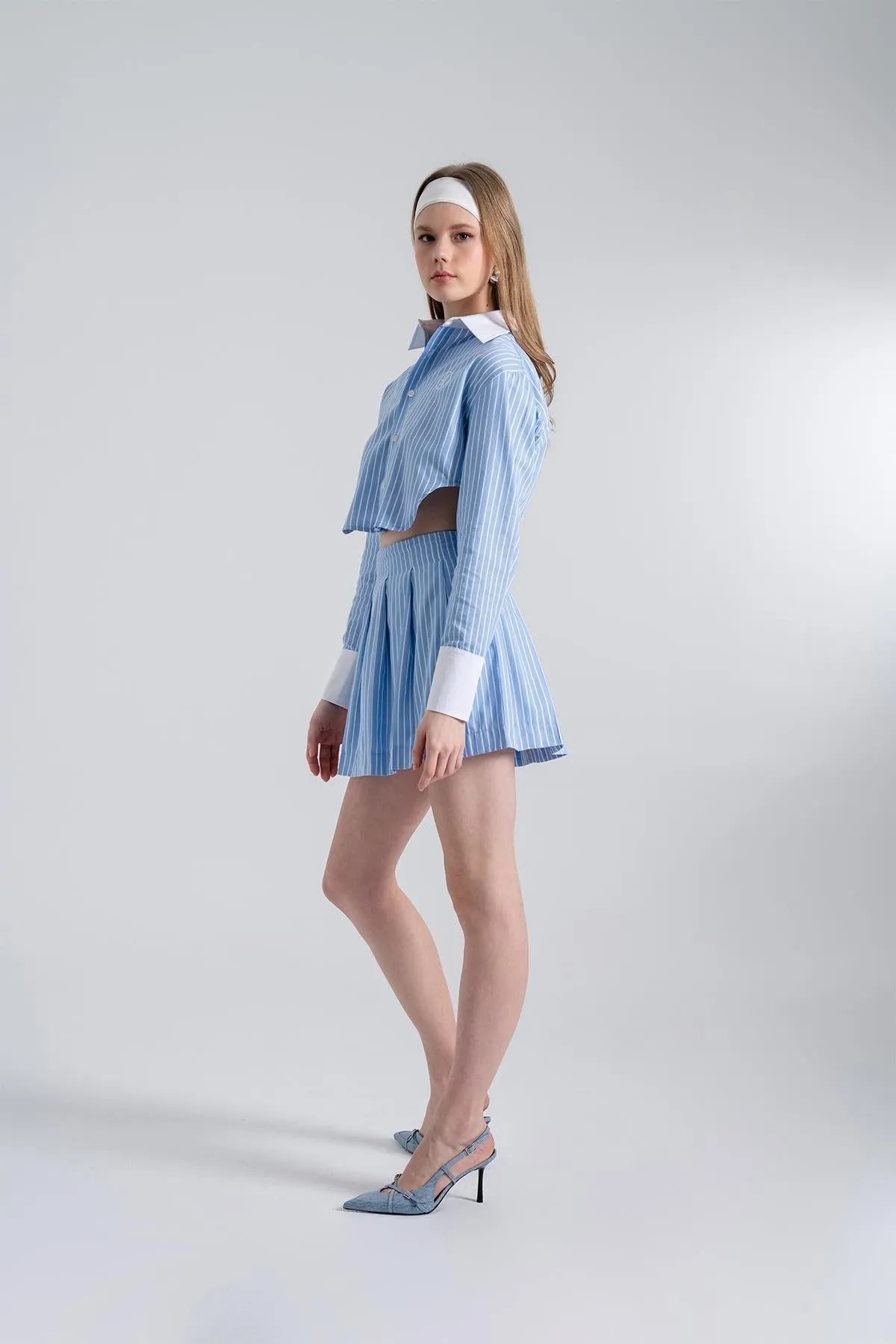 Harmony Striped Mini Skirt Blue