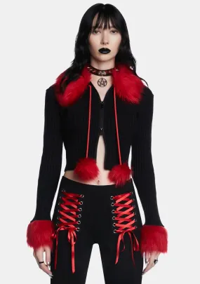 Imaginary Joy Cropped Cardigan - Red