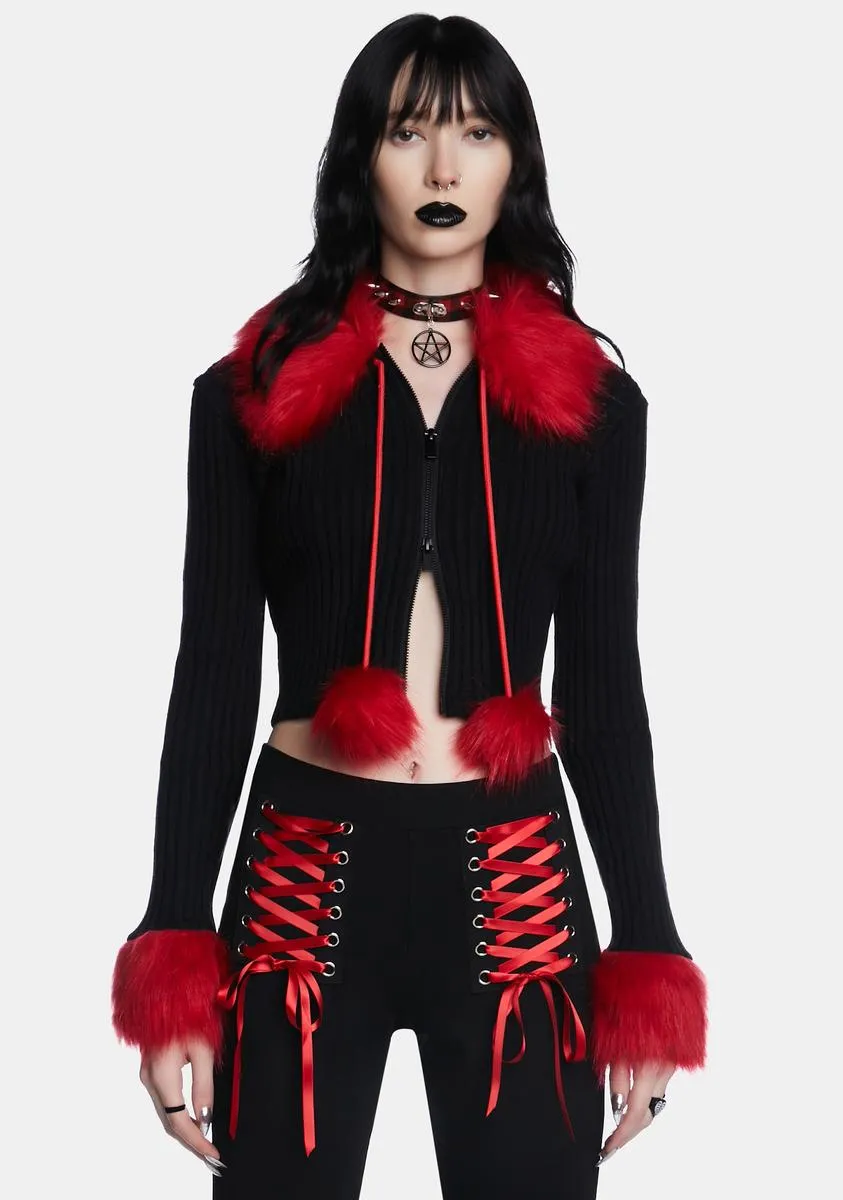 Imaginary Joy Cropped Cardigan - Red