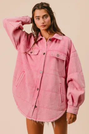 IP4500G-97 | MINERAL WASHED QUILT STITCH SHACKET WITH POCKETS