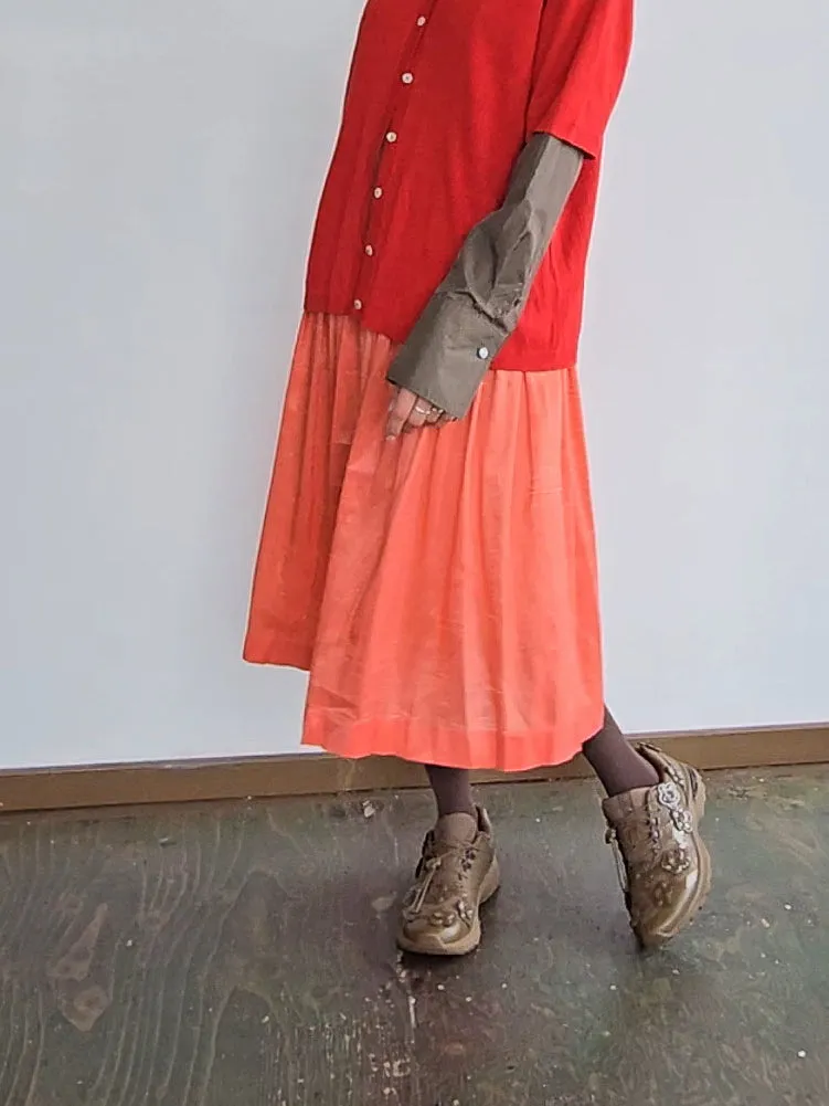 Jil Sander Papaya Pleated Skirt (M)
