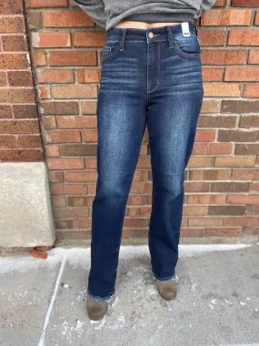 Judy Blue Straight Leg Jeans w/ Frayed Hem