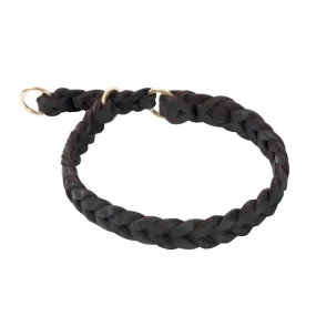 KLIN Braided Soft Leather Choke Collar with Stop, 18mm wide