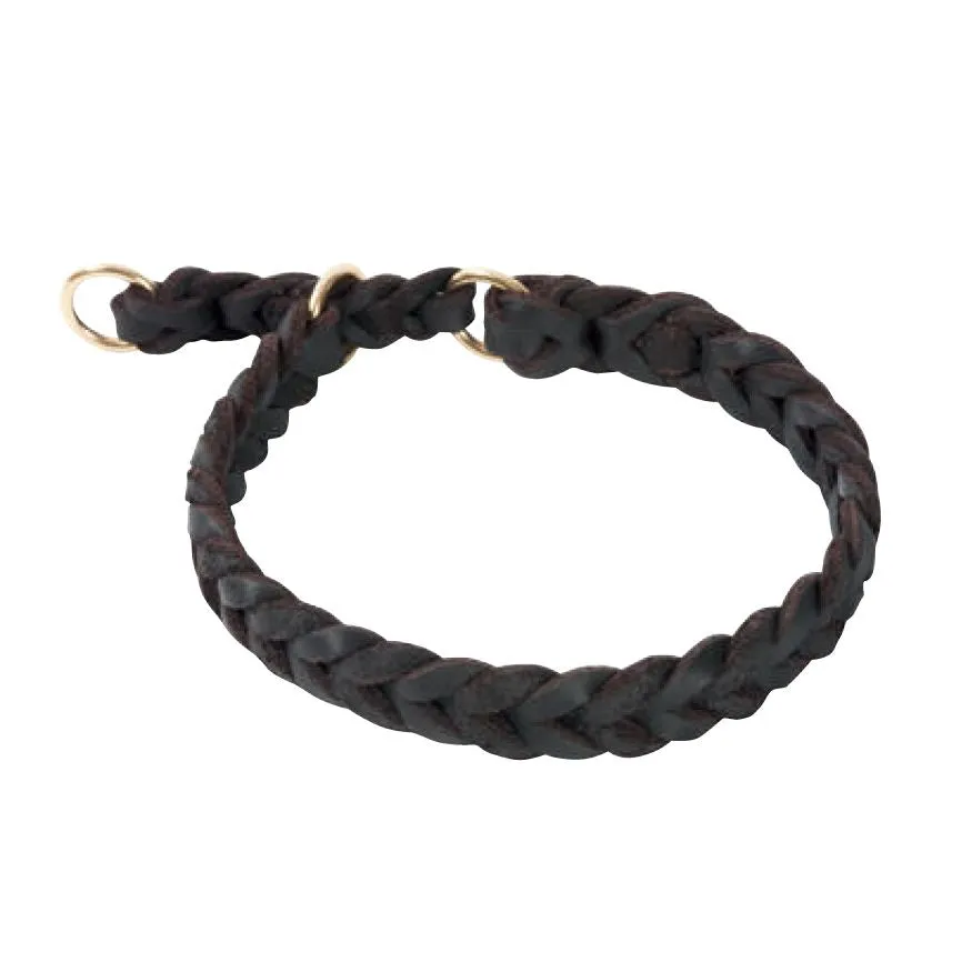 KLIN Braided Soft Leather Choke Collar with Stop, 18mm wide