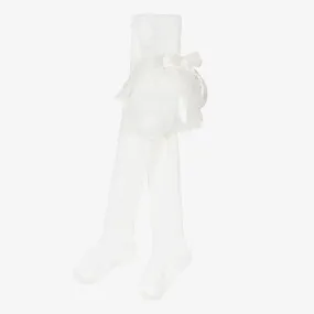 Lace Ruffle Tights with Satin Bow