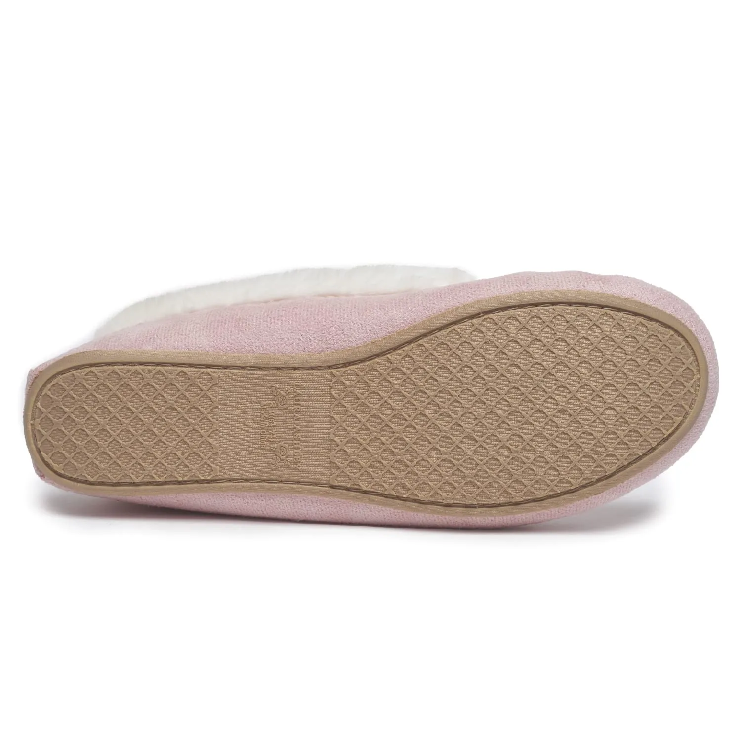 Laura Ashley Womens Micro Suede Memory Foam Moccasin Slippers, Warm Fuzzy Rubber Bottom Indoor Outdoor Faux Fur House Shoes
