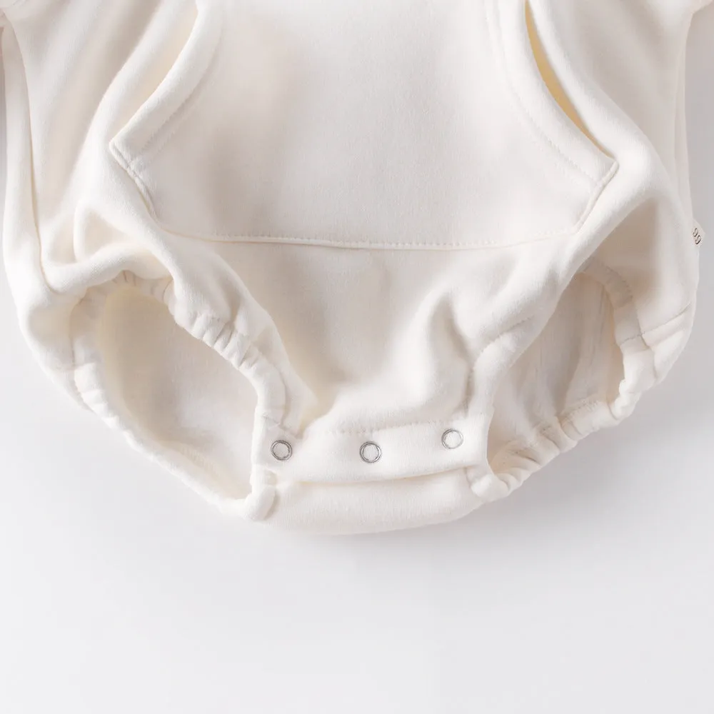 Leopard Print Hoodie Romper - Ivory