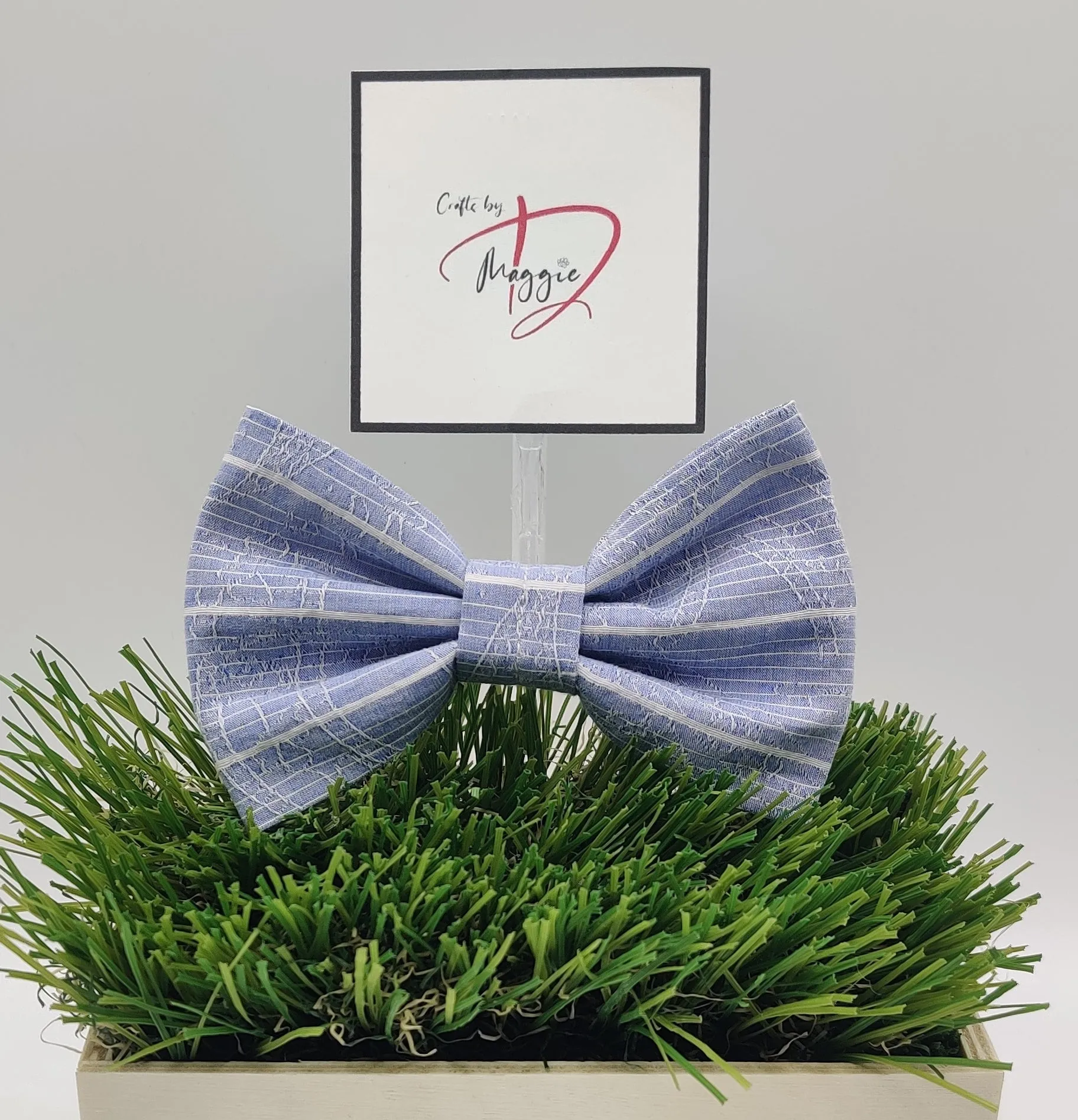 Light Blue with White Stripe Collar Bow