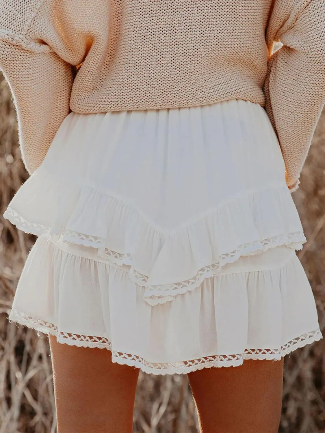 Lovelet Lace Detail Layered Skirt