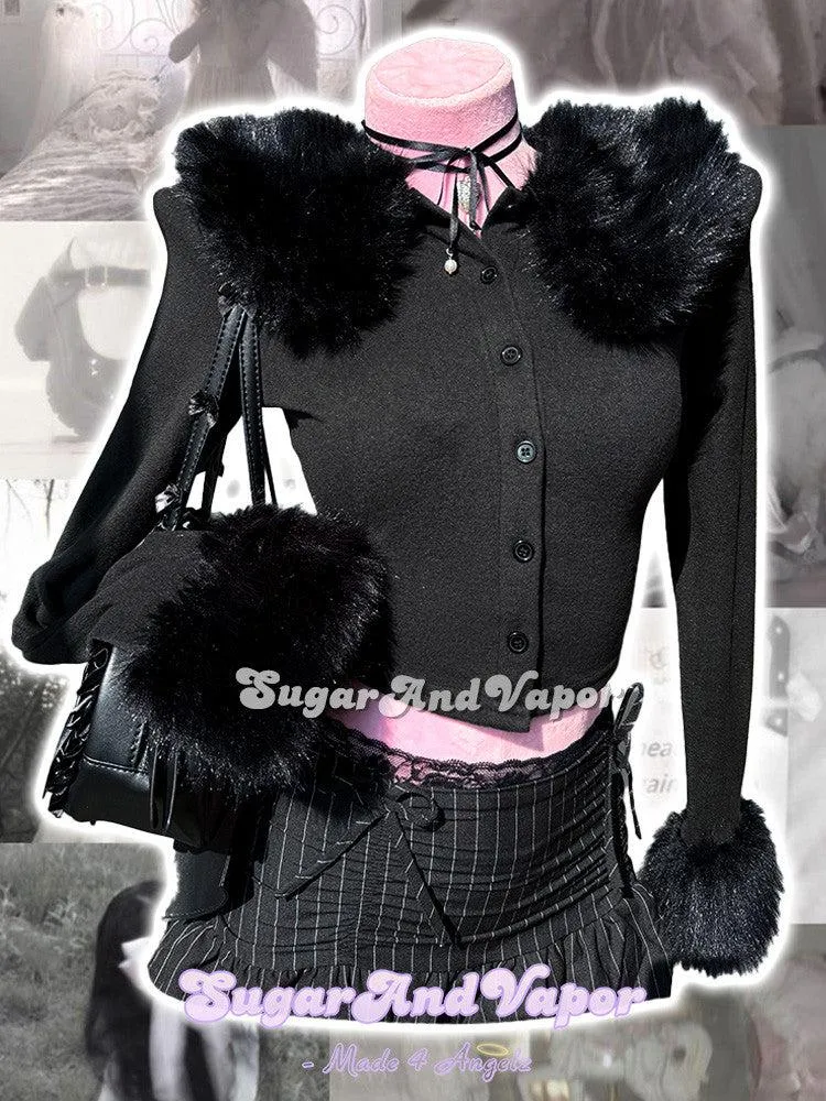 Lunara Midnight Luxe Furry Cardigan