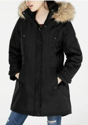 Madden Girl Juniors' Hooded Faux-Fur-Trim Parka
