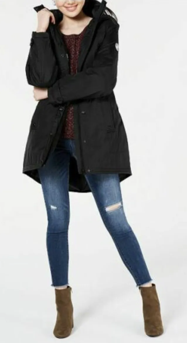 Madden Girl Juniors' Hooded Faux-Fur-Trim Parka