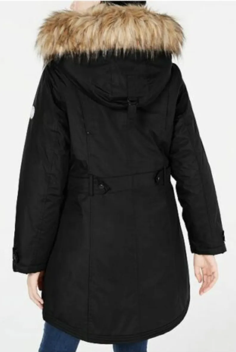 Madden Girl Juniors' Hooded Faux-Fur-Trim Parka