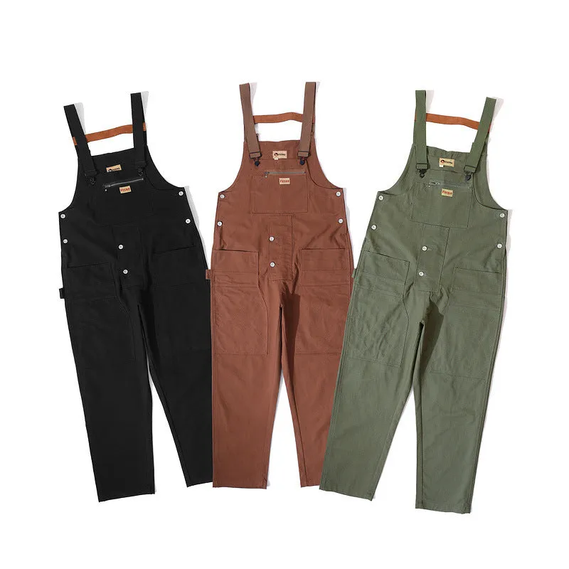Man Fall Outfits Cargo Pants Vintage One-Piece Overalls Men's Loose Strap Straight Leg Dad Jeans