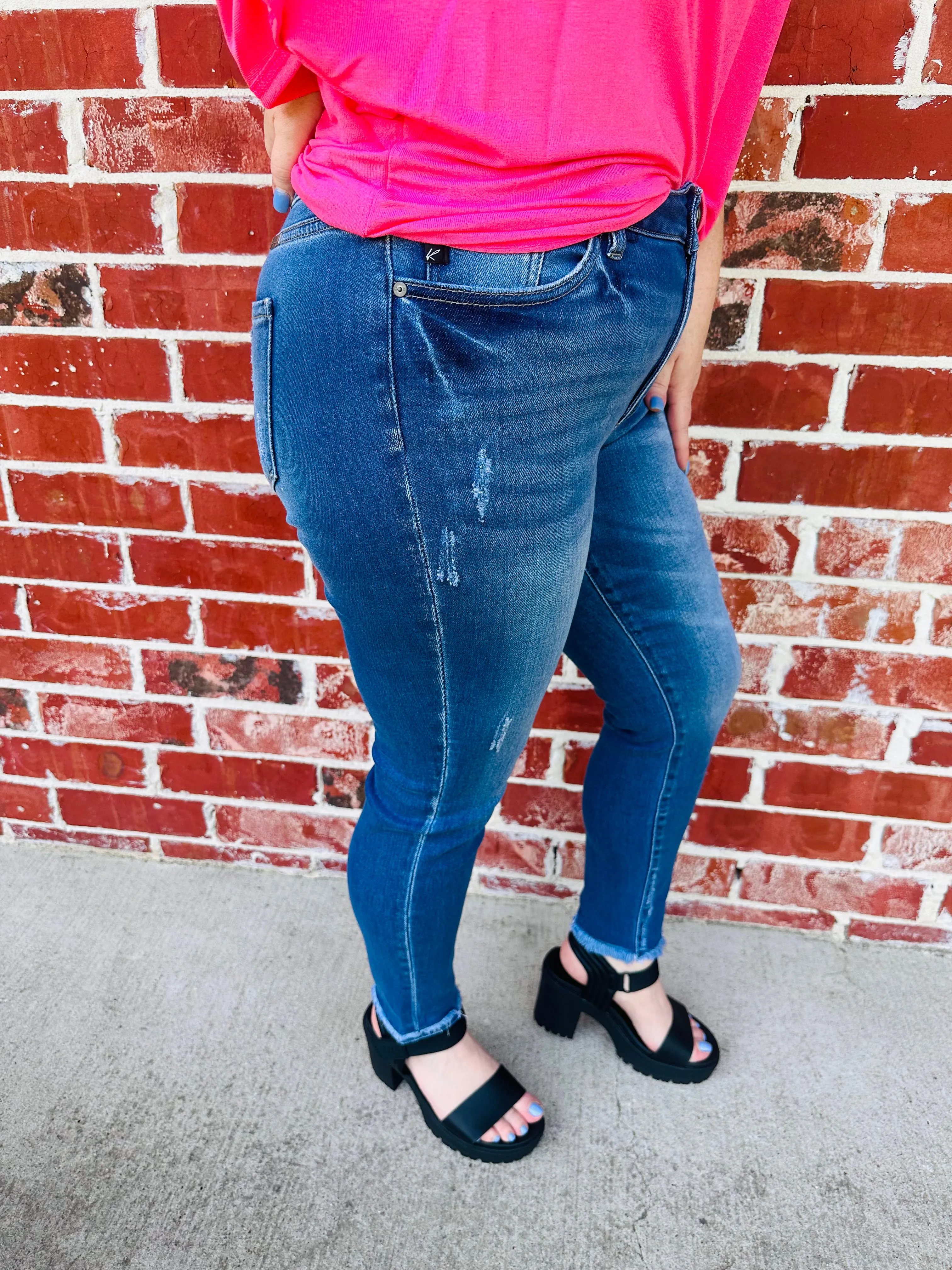 Medium Stone Mid Rise Skinny Denim