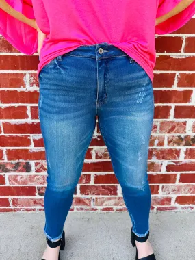 Medium Stone Mid Rise Skinny Denim