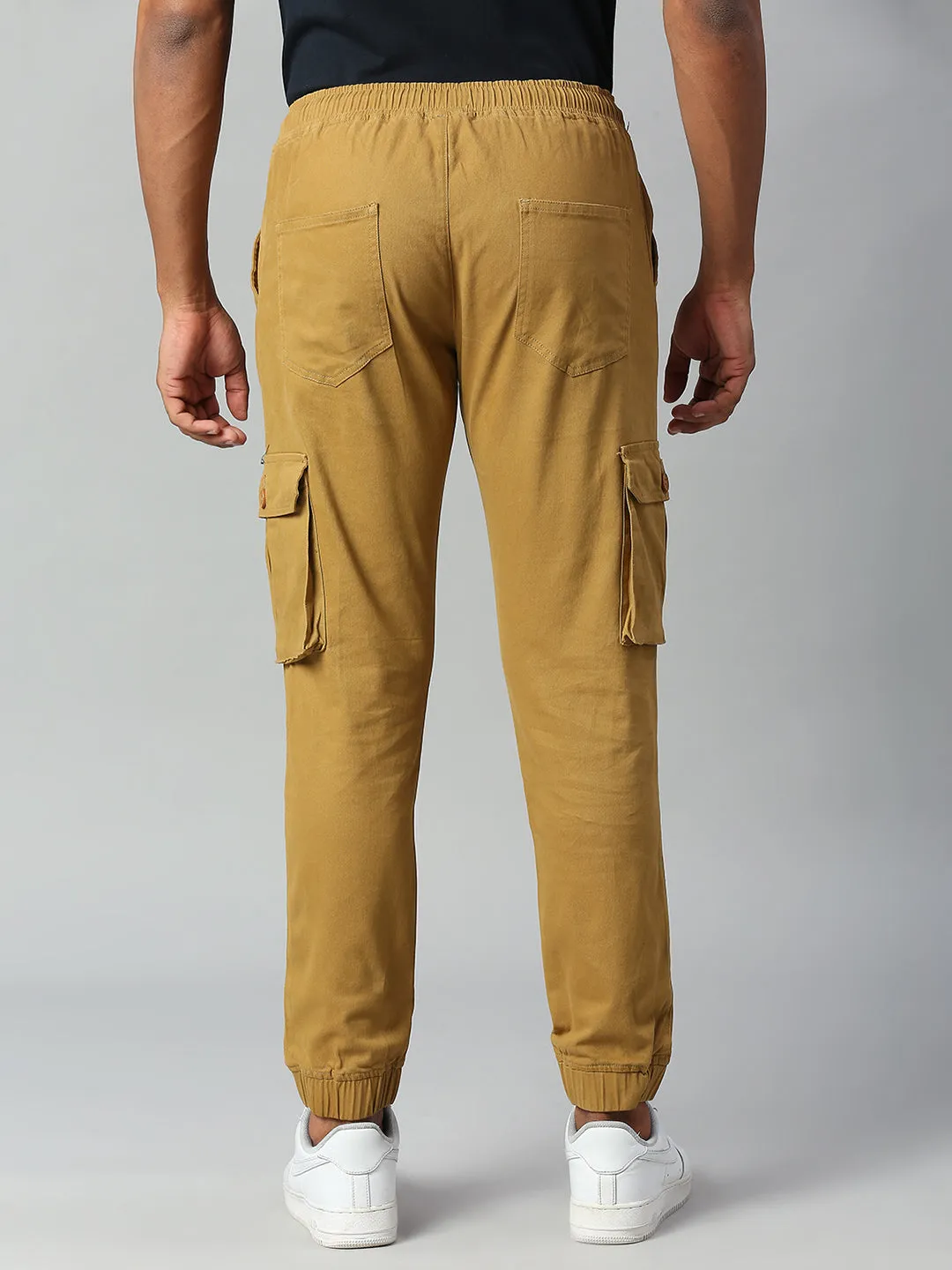 Men's Tapered Fit Cotton Joggers (Khaki)