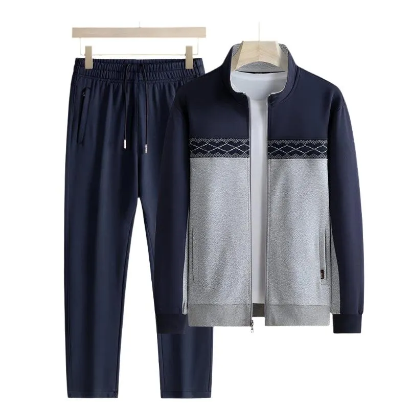 Men's Windproof Outdoor Sports Tracksuit Set - Big Size Sweatpants and Jacket