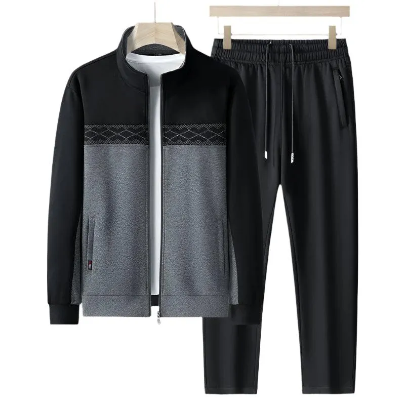 Men's Windproof Outdoor Sports Tracksuit Set - Big Size Sweatpants and Jacket