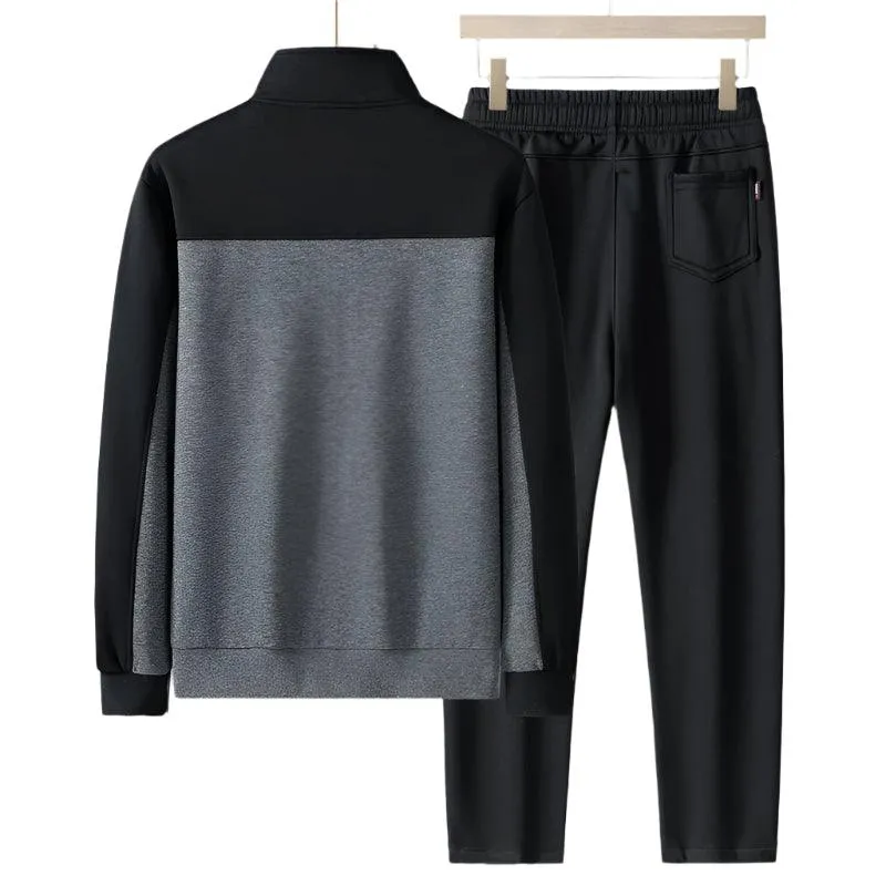Men's Windproof Outdoor Sports Tracksuit Set - Big Size Sweatpants and Jacket