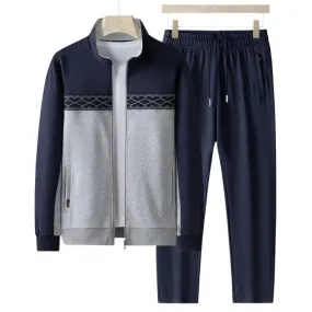 Men's Windproof Outdoor Sports Tracksuit Set - Big Size Sweatpants and Jacket