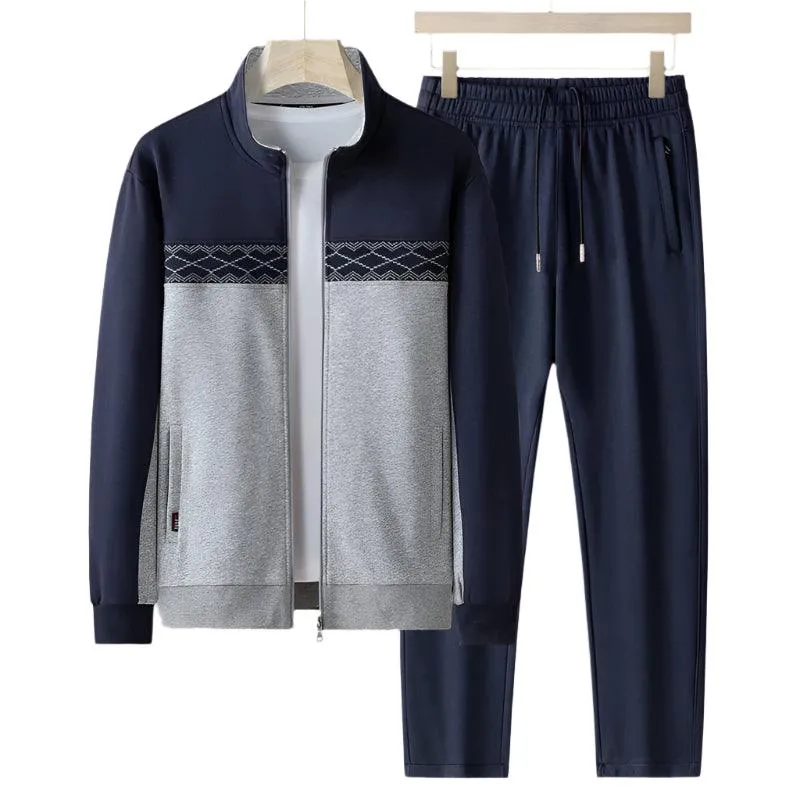 Men's Windproof Outdoor Sports Tracksuit Set - Big Size Sweatpants and Jacket