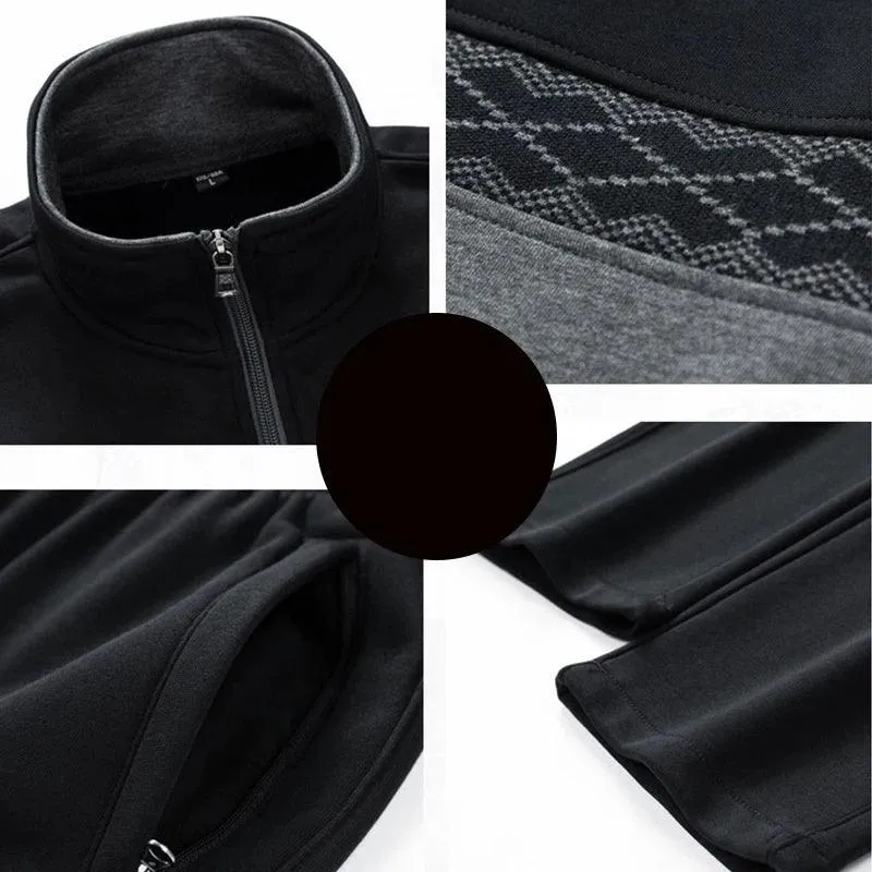 Men's Windproof Outdoor Sports Tracksuit Set - Big Size Sweatpants and Jacket