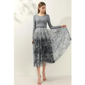 MESH PRINTED SKIRT