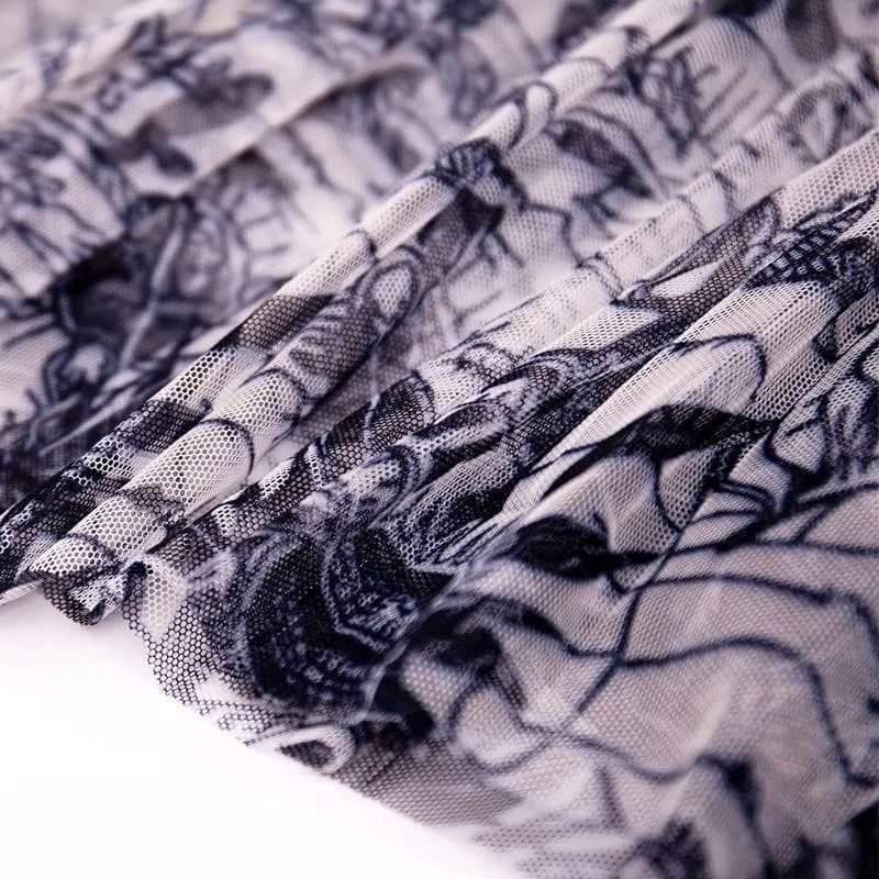 MESH PRINTED SKIRT