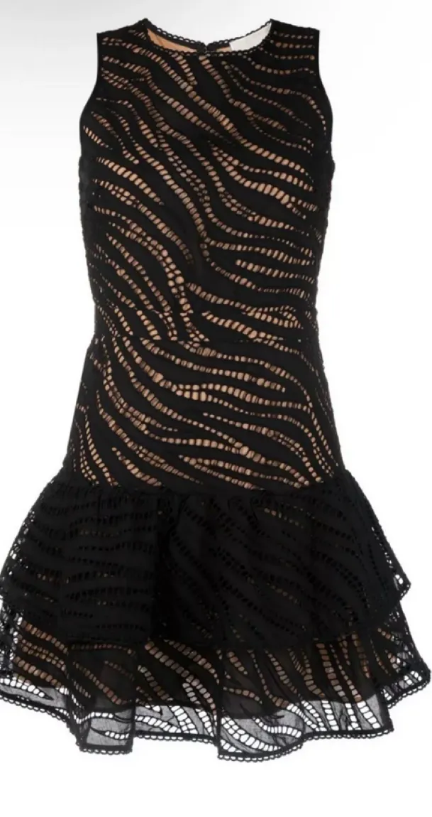 MICHAEL MICHAEL KORS Zebra Eyelet Cotton Ruffle Dress