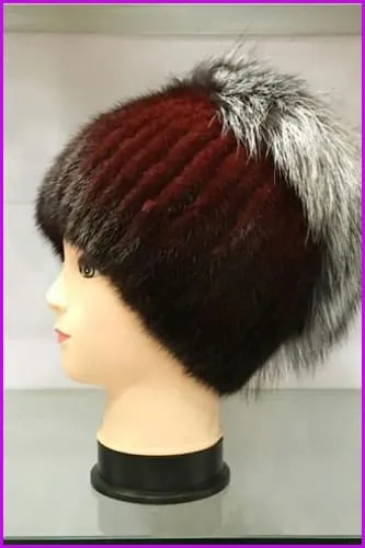 Mink and Fox Fur Pompoms Removed Cap