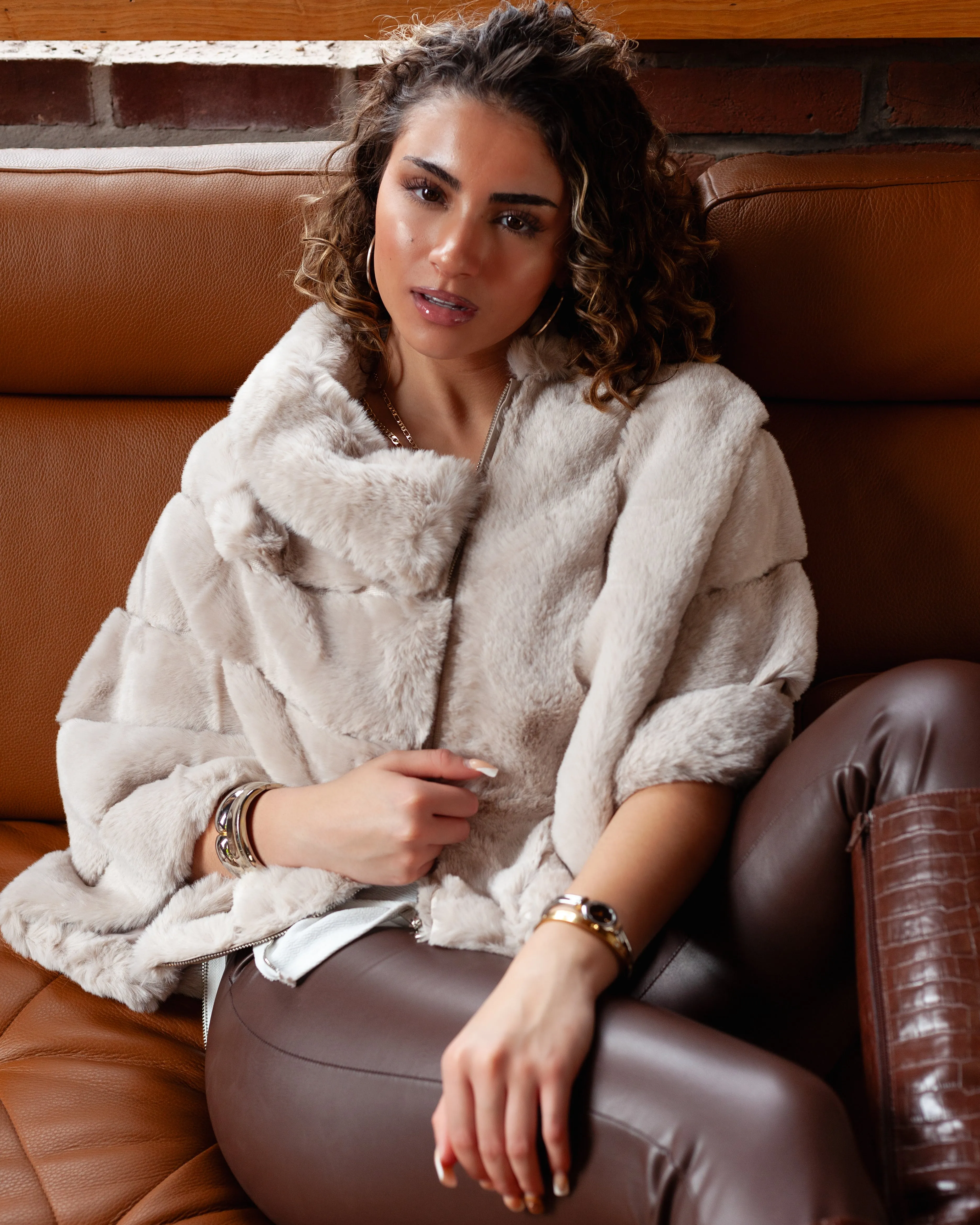 Moscow Faux Fur Poncho