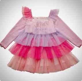 Multi Colored Layered Fur Tutu Dress