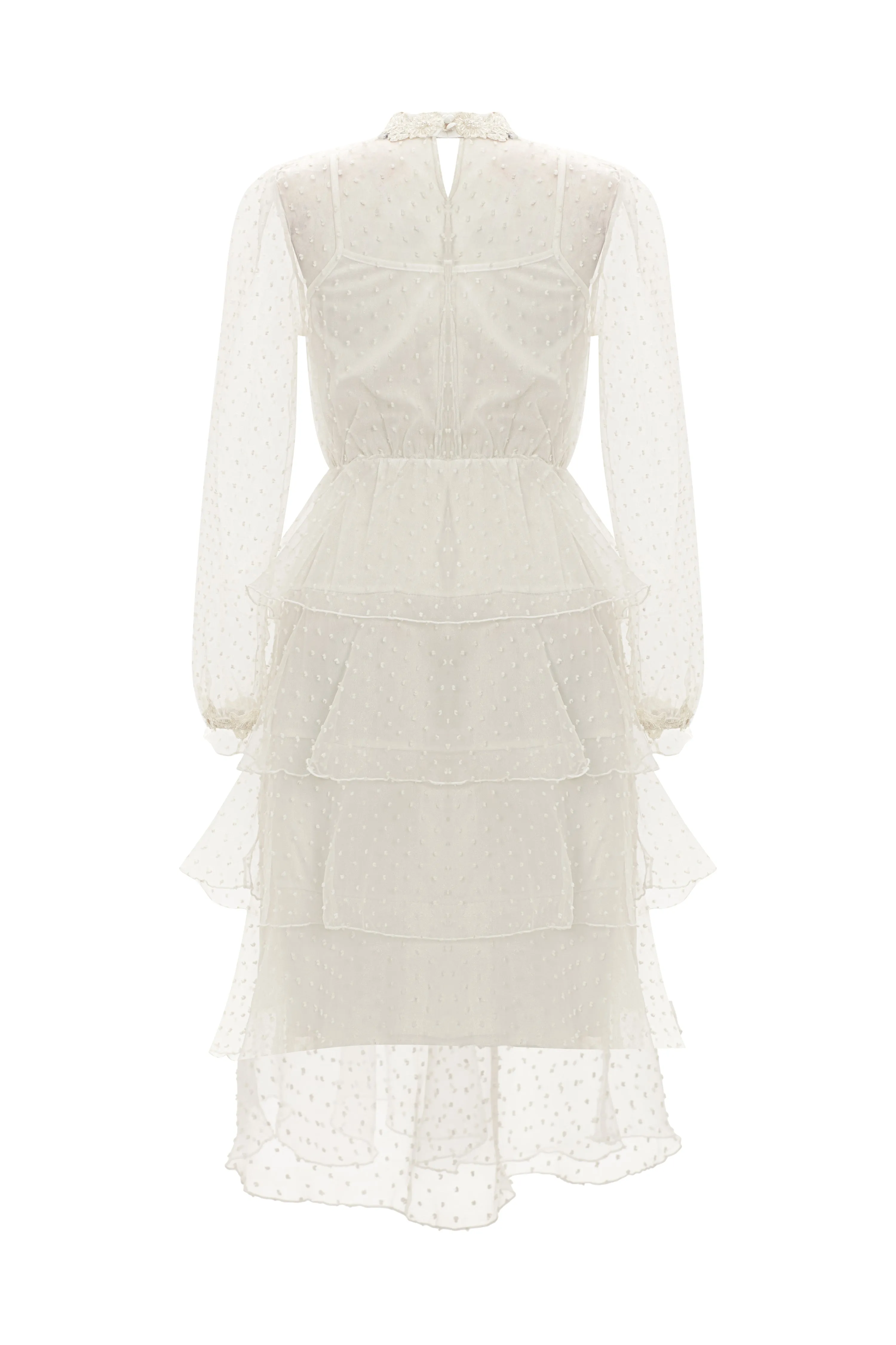 Needlework Detailed Dress With A Layered Skirt