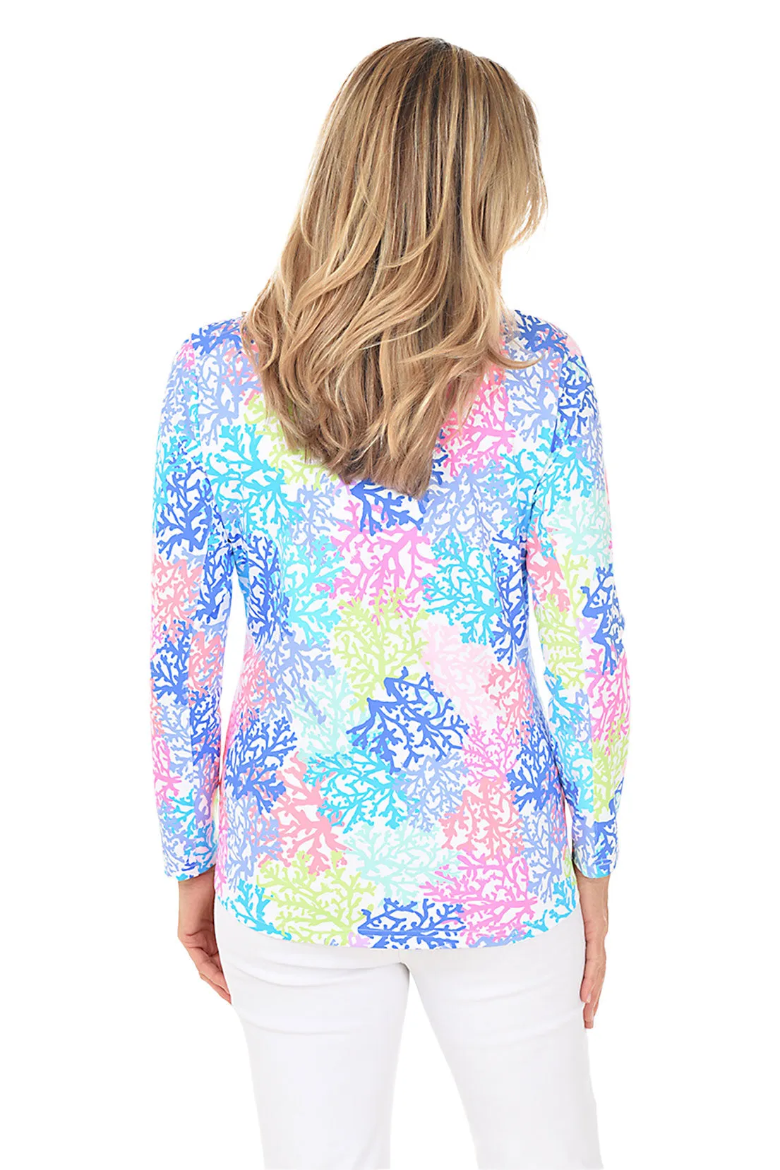 Neon Coral Mock Neck UPF50  Top