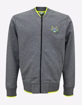 Neon Yellow Tiger Badge Zip Through Sweatshirt