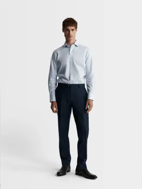 Non-Iron Light Blue Bengal Stripe Twill Regular Fit Single Cuff Classic Collar Shirt